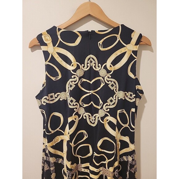 J. McLaughlin Dress Black/Gold Chain Equestrian Print Catalina Sleeveless XL - Picture 6 of 9